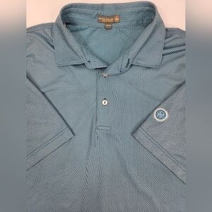 Peter Millar Summer Comfort North Shore CC Geometric Teal Polo Golf Shirt Men XL